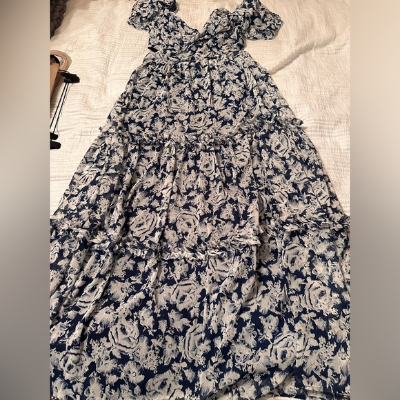 Aqua Tiered Cut-Out Floral Dress - NWT - Size L - Picture 5 of 13